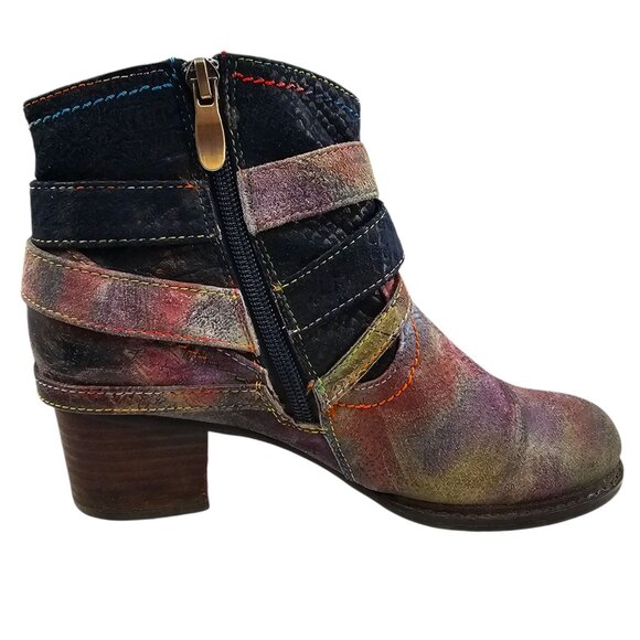 L'Artiste by Sprink Step Womens 36 Shazzam Leather Boot Navy Multi - Picture 2 of 16